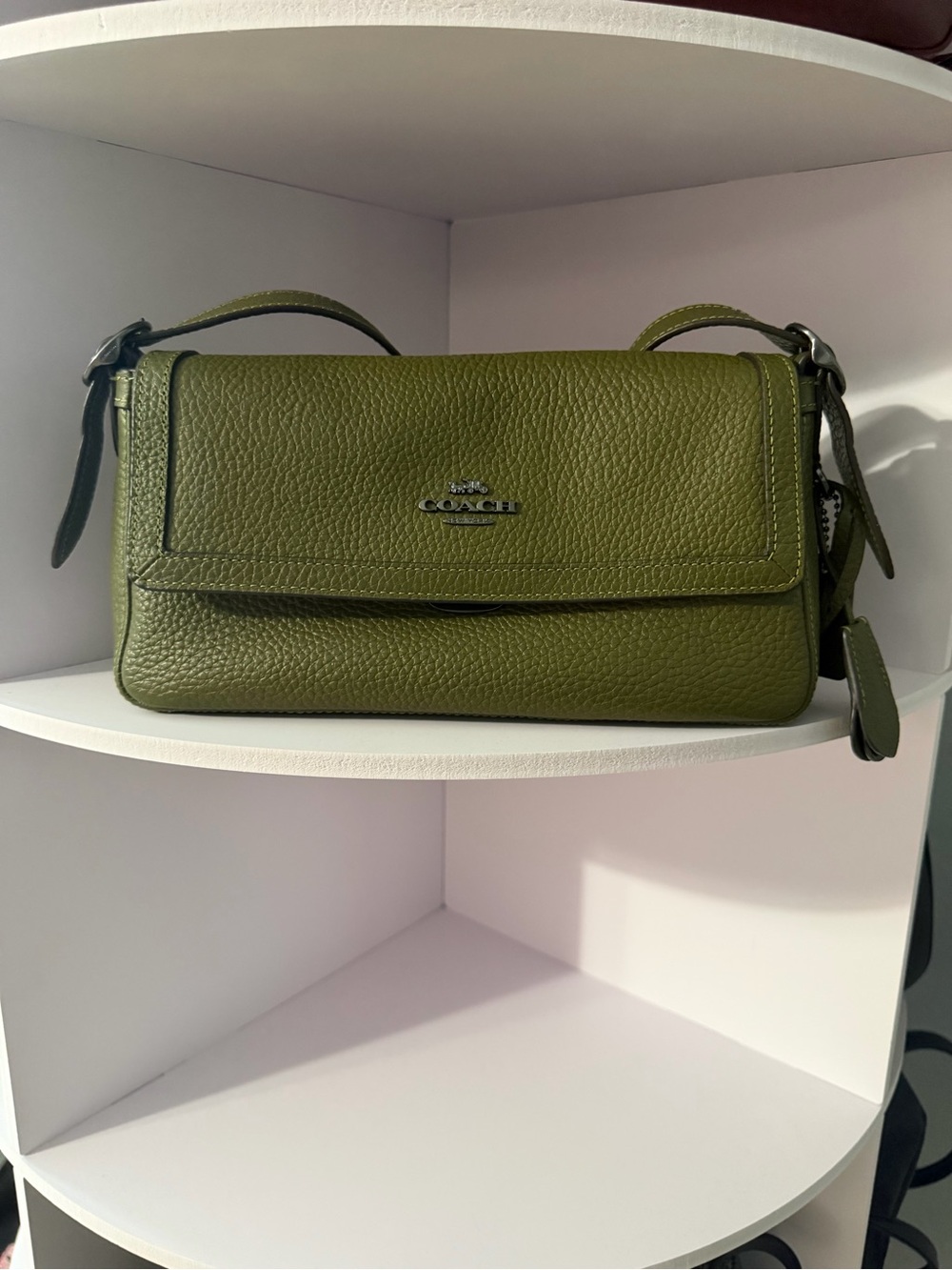 Coach Olive Etta Small Flap Leather Shoulder Bag - Picture 9 of 10
